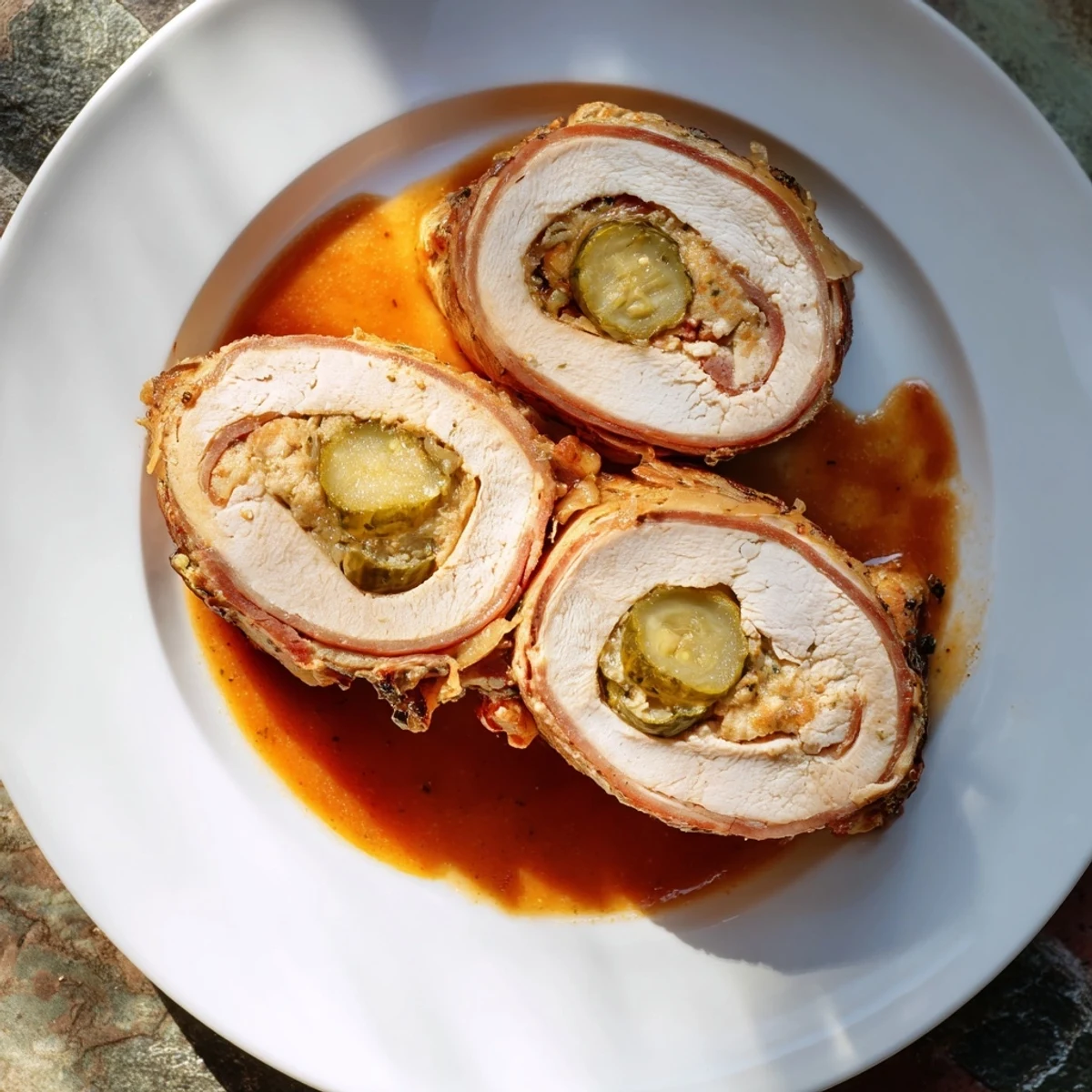 Quick Chicken Rouladen Rolls, golden brown and savory, ready to be served with a rich sauce.