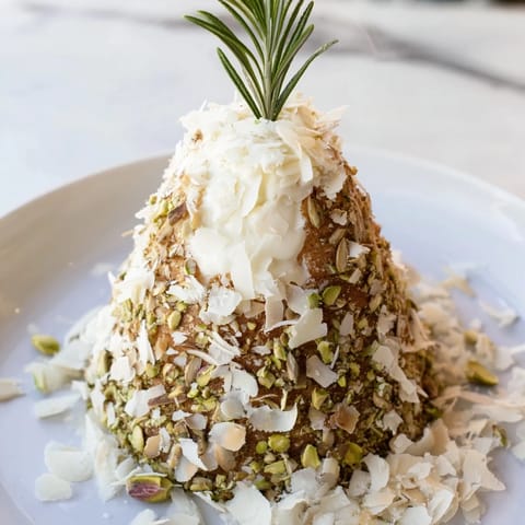 A frosted Table dHiver Sapin et Flocons dessert shaped like festive winter pines, decorated beautifully.