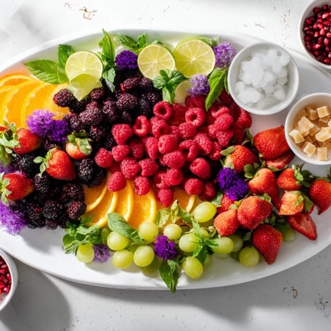 Bunte Garnitur mit Früchten