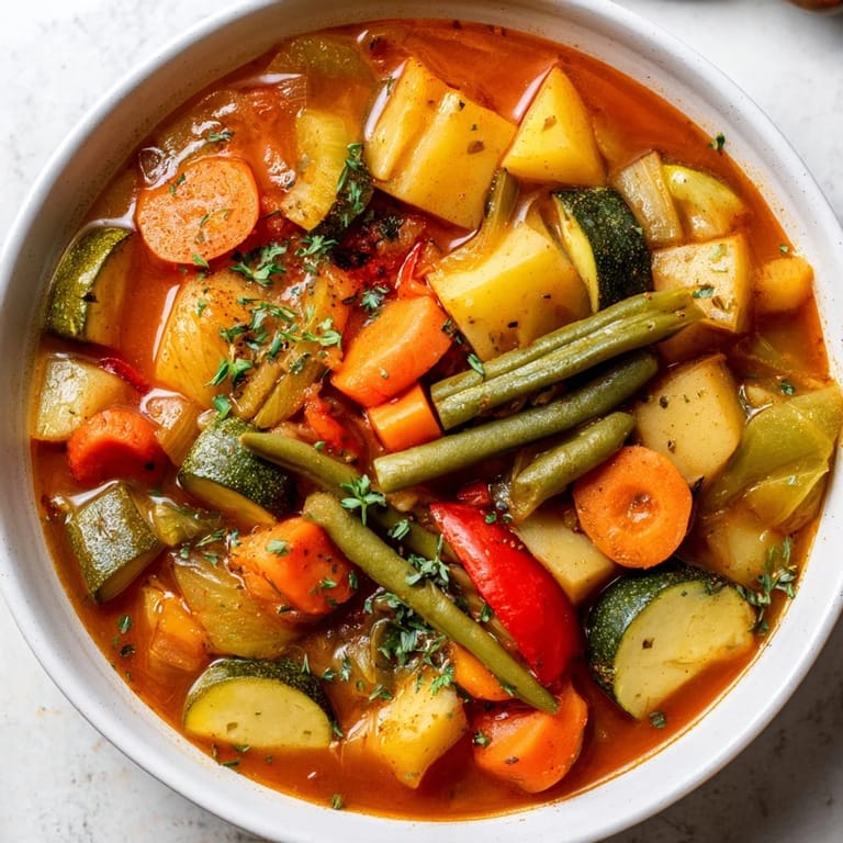 Wärmender Gemüse-Eintopf, ideal für kalte Tage und ein gemütliches Abendessen.