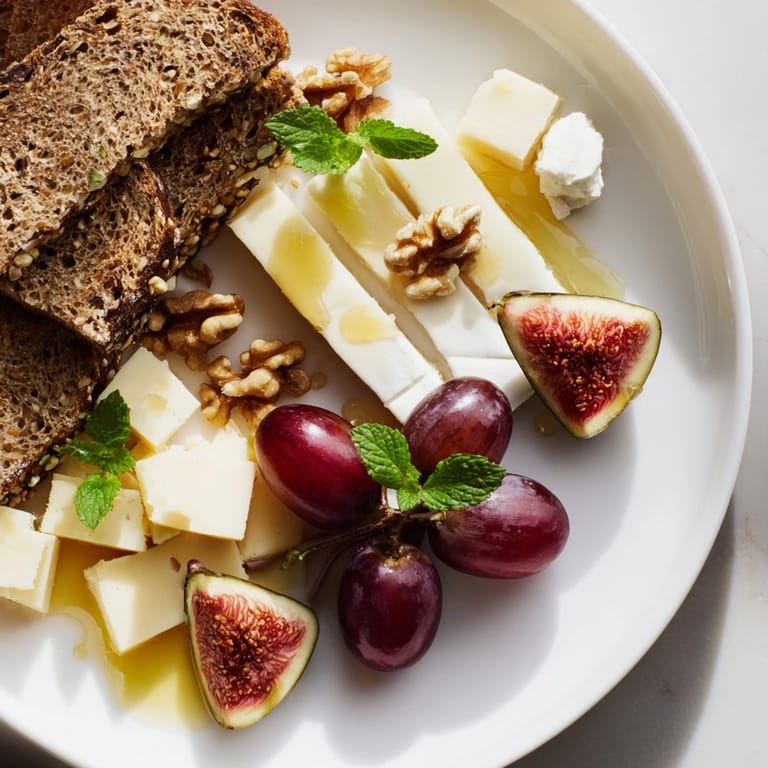 The Harvest Scythe appetizer offers a vibrant platter of breads, fruits, and grains for sharing.