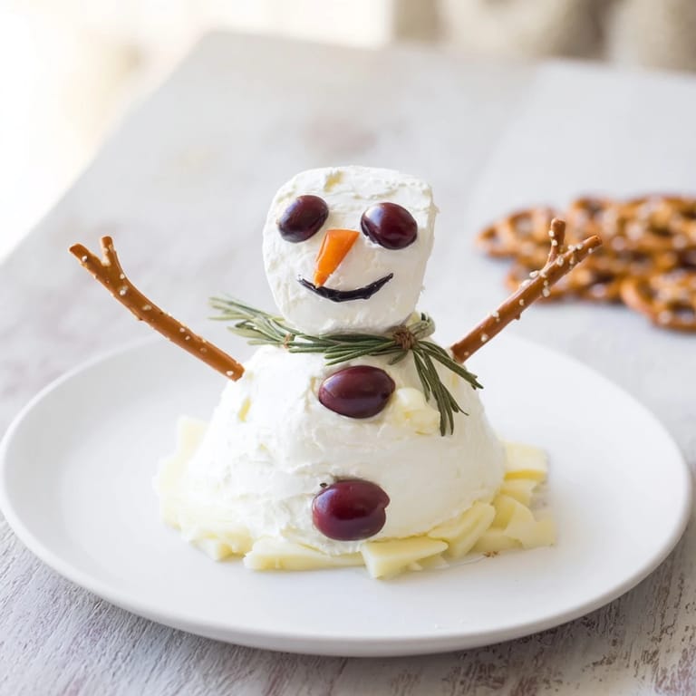 Creamy Melted Snowman Cheese Bites with adorable melted effect, perfect for a holiday party spread.