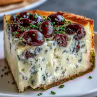 Savory Kalamata Cheesecake Appetizer adorned with fresh parsley and olives.